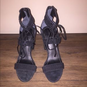 Kendall + Kylie Studded Suede Block Heel Sandals